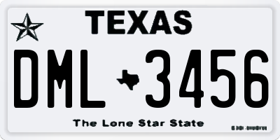 TX license plate DML3456