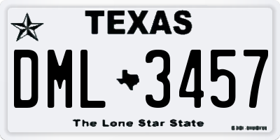 TX license plate DML3457