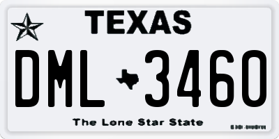 TX license plate DML3460