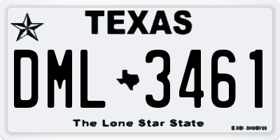 TX license plate DML3461