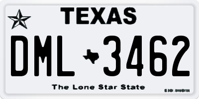 TX license plate DML3462