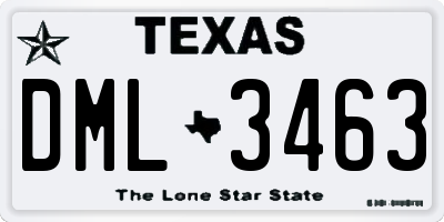 TX license plate DML3463