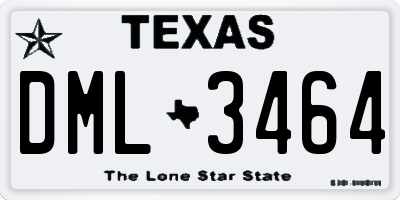 TX license plate DML3464