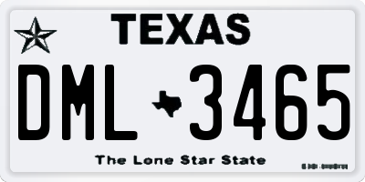 TX license plate DML3465