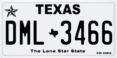 TX license plate DML3466