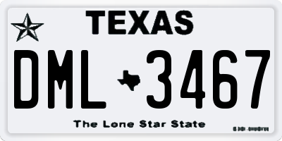 TX license plate DML3467