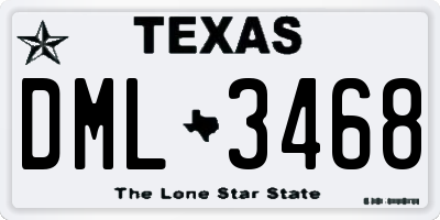 TX license plate DML3468