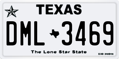 TX license plate DML3469