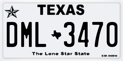 TX license plate DML3470