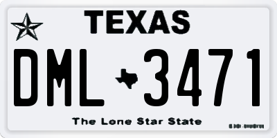 TX license plate DML3471