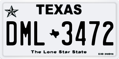 TX license plate DML3472