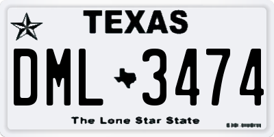TX license plate DML3474