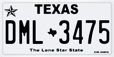 TX license plate DML3475