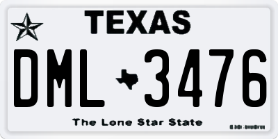 TX license plate DML3476