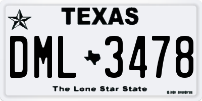 TX license plate DML3478