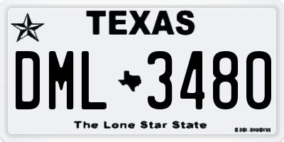 TX license plate DML3480