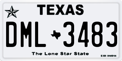 TX license plate DML3483
