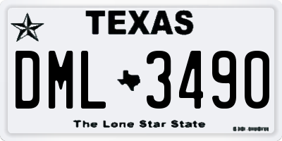 TX license plate DML3490
