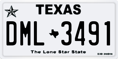 TX license plate DML3491