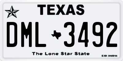 TX license plate DML3492