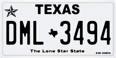 TX license plate DML3494