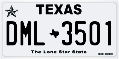 TX license plate DML3501