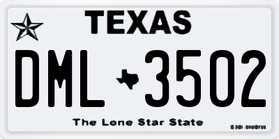 TX license plate DML3502