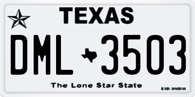 TX license plate DML3503