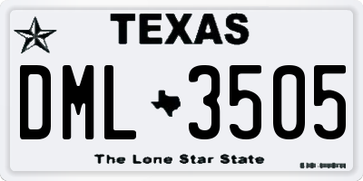TX license plate DML3505