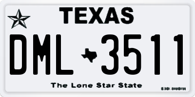 TX license plate DML3511