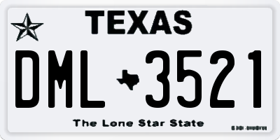 TX license plate DML3521