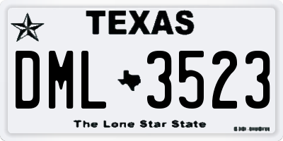 TX license plate DML3523