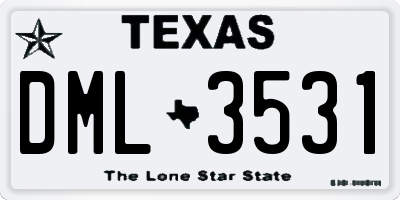 TX license plate DML3531