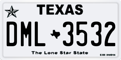 TX license plate DML3532