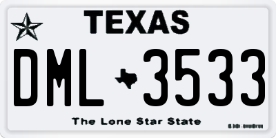 TX license plate DML3533