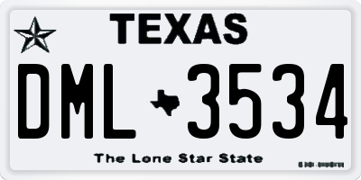 TX license plate DML3534
