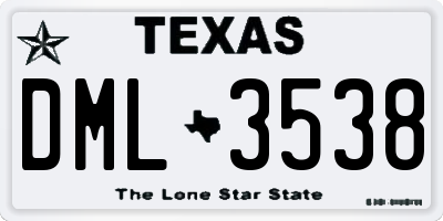 TX license plate DML3538