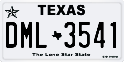 TX license plate DML3541