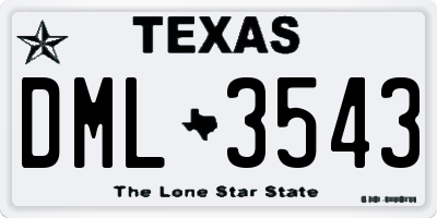 TX license plate DML3543