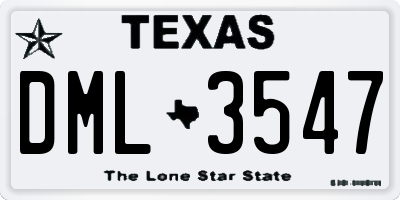 TX license plate DML3547
