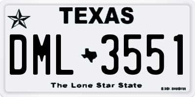 TX license plate DML3551