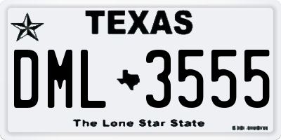 TX license plate DML3555
