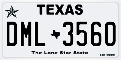 TX license plate DML3560