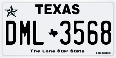 TX license plate DML3568