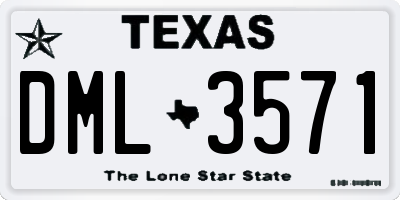 TX license plate DML3571