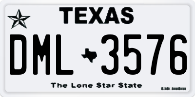 TX license plate DML3576
