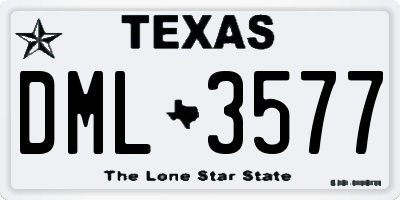 TX license plate DML3577