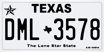 TX license plate DML3578