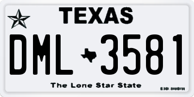 TX license plate DML3581
