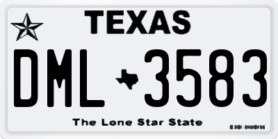 TX license plate DML3583